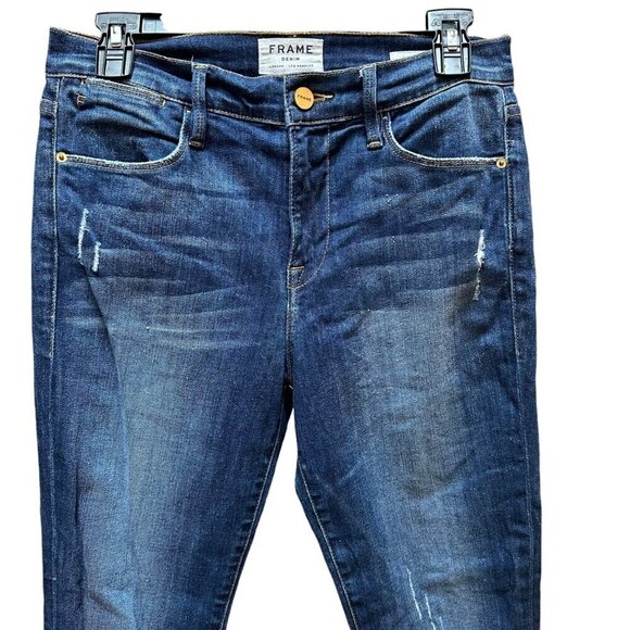 Frame Denim Le High Skinny Walgrove Raw Hem Slit Distressed Jeans Size 27 - Picture 5 of 10